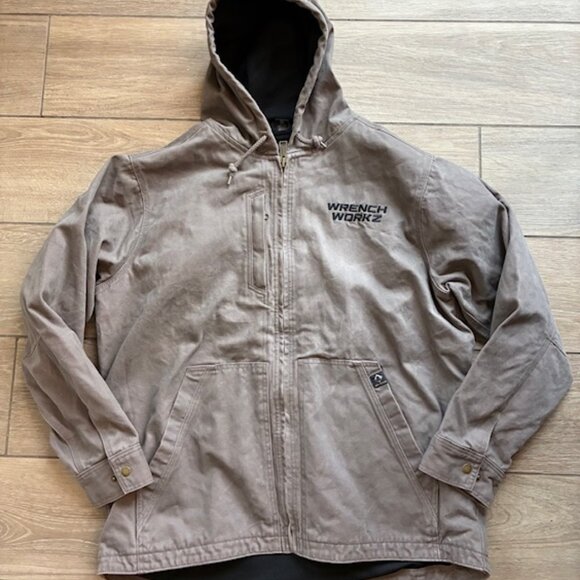 DRI DUCK Jacket XL Adult Brown Full Zip Bomber Hooded Canvas Work Hoodie - Picture 1 of 4